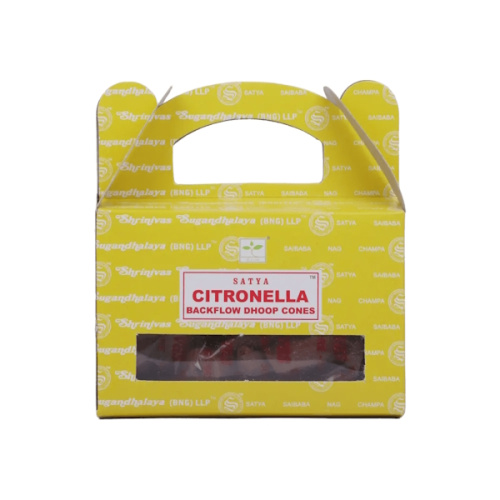 Благовония-конусы стелющийся дым Citronella (Цитронелла), Backflow Dhoop Cones 24 шт., SATYA